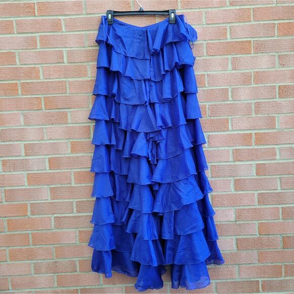 Akira Chicago Express Yourself Ruffled Drama Pants in Royal Blue XL - Picture 4 of 8